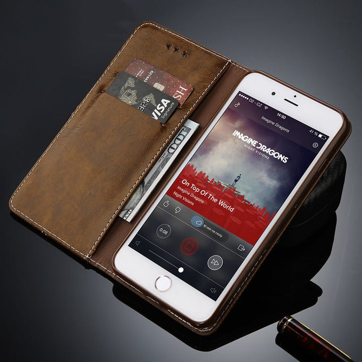 Flip Leather Phone Case Wallet Card Slots Cases Cover For iPhone - CrozsiPhone Case