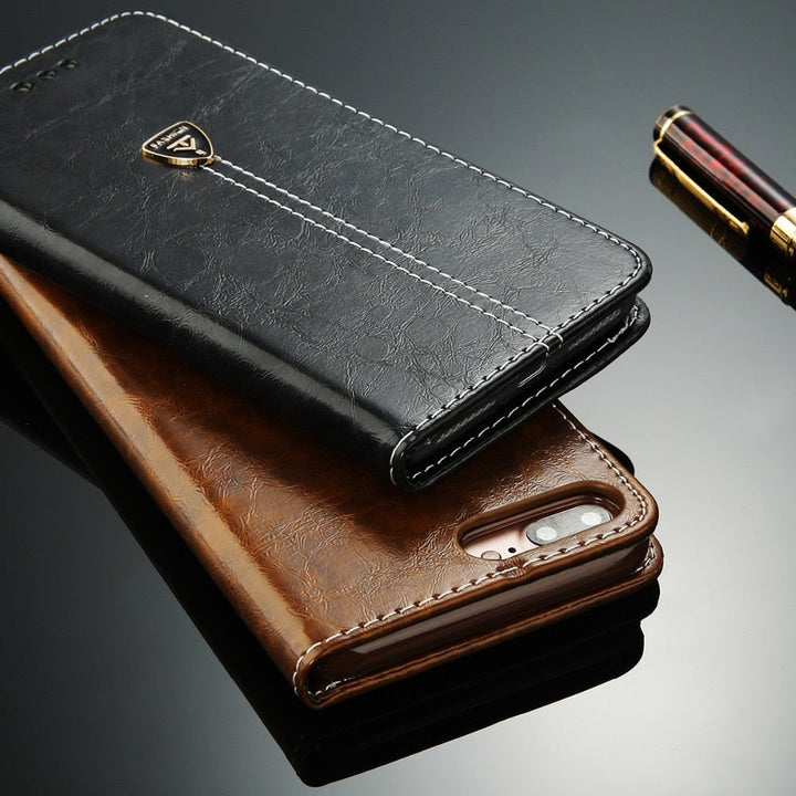 Flip Leather Phone Case Wallet Card Slots Cases Cover For iPhone - CrozsiPhone Case