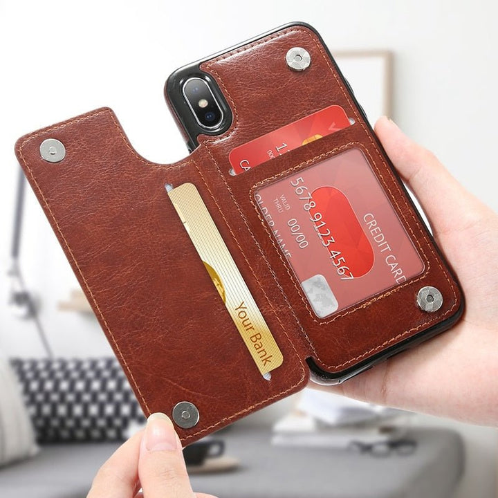 Retro PU Leather Case For iPhone Multi Card Holders Phone Cases - CrozsiPhone Case