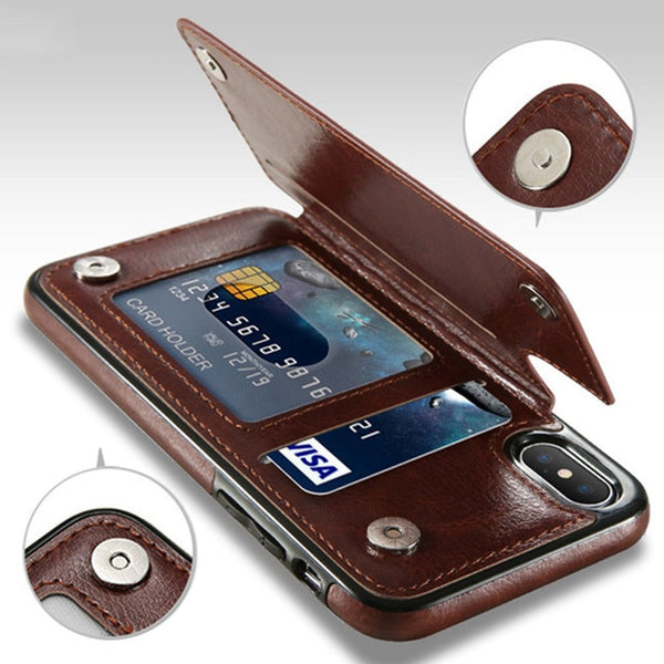Retro PU Leather Case For iPhone Multi Card Holders Phone Cases - CrozsiPhone Case