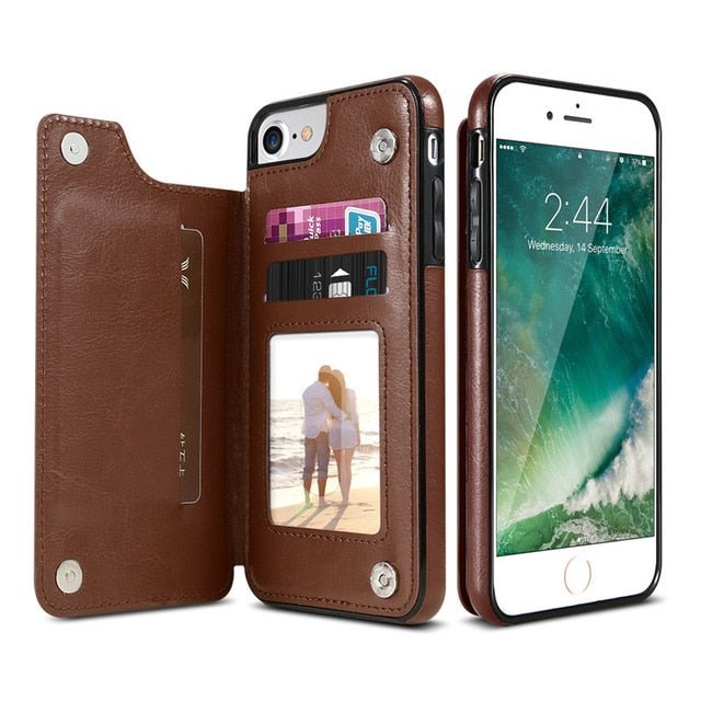Retro PU Leather Case For iPhone Multi Card Holders Phone Cases - CrozsiPhone Case