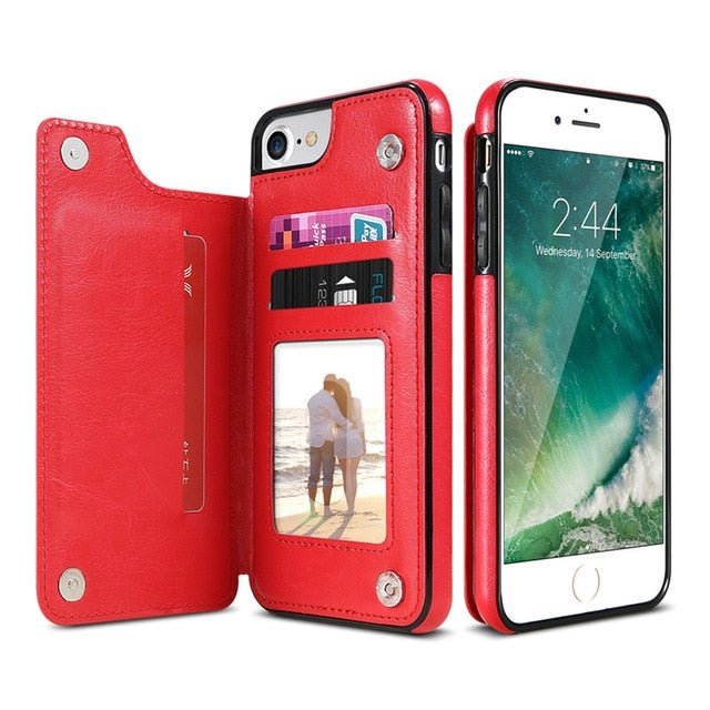 Retro PU Leather Case For iPhone Multi Card Holders Phone Cases - CrozsiPhone Case