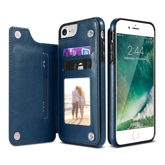 Retro PU Leather Case For iPhone Multi Card Holders Phone Cases - CrozsiPhone Case