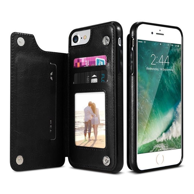 Retro PU Leather Case For iPhone Multi Card Holders Phone Cases - CrozsiPhone Case