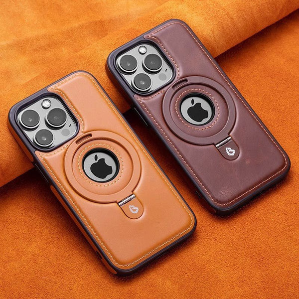 Suitable for Apple 16Promax phone case leather magnetic bracket iPhone 15 anti drop protective case - CrozsiPhone Case