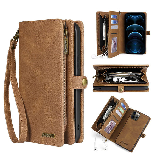 Suitable For iPhone 12 Wallet Mobile Phone Leather Case iPhone 13Promax Card Mobile Phone Case Multi - Functional Protective Cover - CrozsiPhone Case
