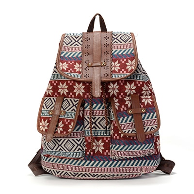 Sansarya New Hollow Out PU Leather Bohemian Vintage Women Backpack Teenage Gilrs School Female Ladies Drawstring Bag Rucksack