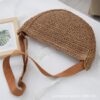 Sports Crossbody Bag Handmade Woven Dumpling Bag Breathable Semicircle Bag Versatile Rattan Bag Summer Beach Bag for Women Luxury