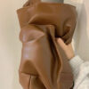 Soft leather tote bag Large capacity brown bucket bag Versatile commuting shoulder bag for women