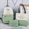 College style backpack bear backpack Girls high school student schoolbag three piece set