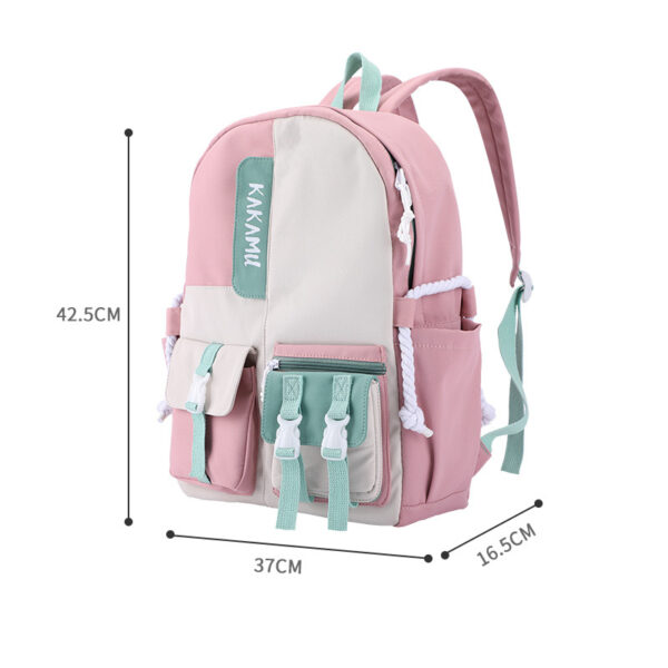 Contrasting color middle school student schoolbag ins large capacity backpack simple color matching travel bag