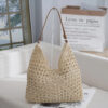 Hollow out straw woven bag woven belt armpit bag