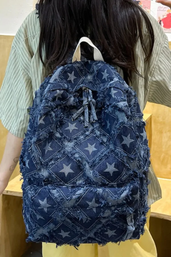 Star Denim Backpack Bag