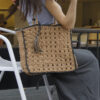 Square tassel single shoulder grass woven bag small fresh hollow handmade grass woven bag women's beach bag