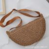 Sports Crossbody Bag Handmade Woven Dumpling Bag Breathable Semicircle Bag Versatile Rattan Bag Summer Beach Bag for Women Luxury