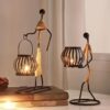 Wrought Iron Candle Holder Decorative Piece - European Style Restaurant Dining Table Ambiance Light Candlestick Home Metal Artware