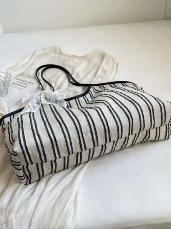 Striped Canvas Tote Bag