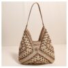 Hollow out straw woven bag woven belt armpit bag