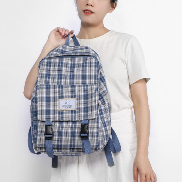 Plaid schoolbag casual girl Harajuku literary style campus backpack high school junior high school student backpack