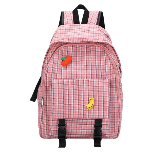 Girls cotton square plaid Japanese style backpack large capacity junior high school high school student schoolbag