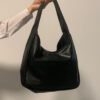 Soft leather tote bag Large capacity brown bucket bag Versatile commuting shoulder bag for women