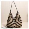 Hollow out straw woven bag woven belt armpit bag