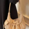 Ruched Suede Handbag with Zipper