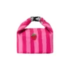 New Pink Striped Strawberry Cat Insulated Cute Lunch Handbag  Large Capacity Folding Roll Bento Bag Picnic Food Fresh Cooler Bag